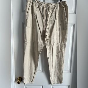 Large cream linen pants